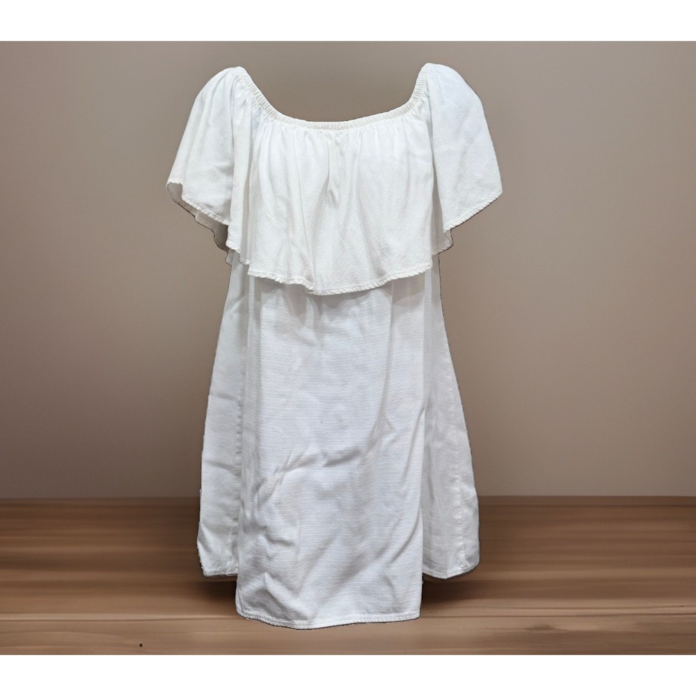 Reformation Off The Shoulder Cotton Dress Short Ivory White Beach‎ Boho Size S